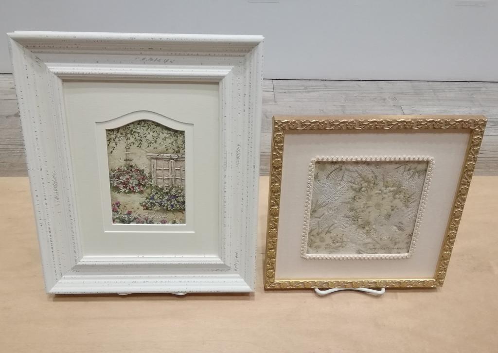 左:　光、花、鳥等......
　　55,000日圓
右:　white arrangement
　　48,000日圓porte Bonheur    - printemps -
 natural collage    - flowers ＆ leaves
 miyuki takaori
　～日本橋木屋總店izutuki～