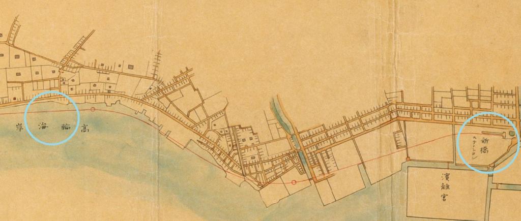 【參考】　新橋橫濱間鐵道之圖,關於高輪築堤的動畫150年前突然發現了在海中行駛的鐵路!