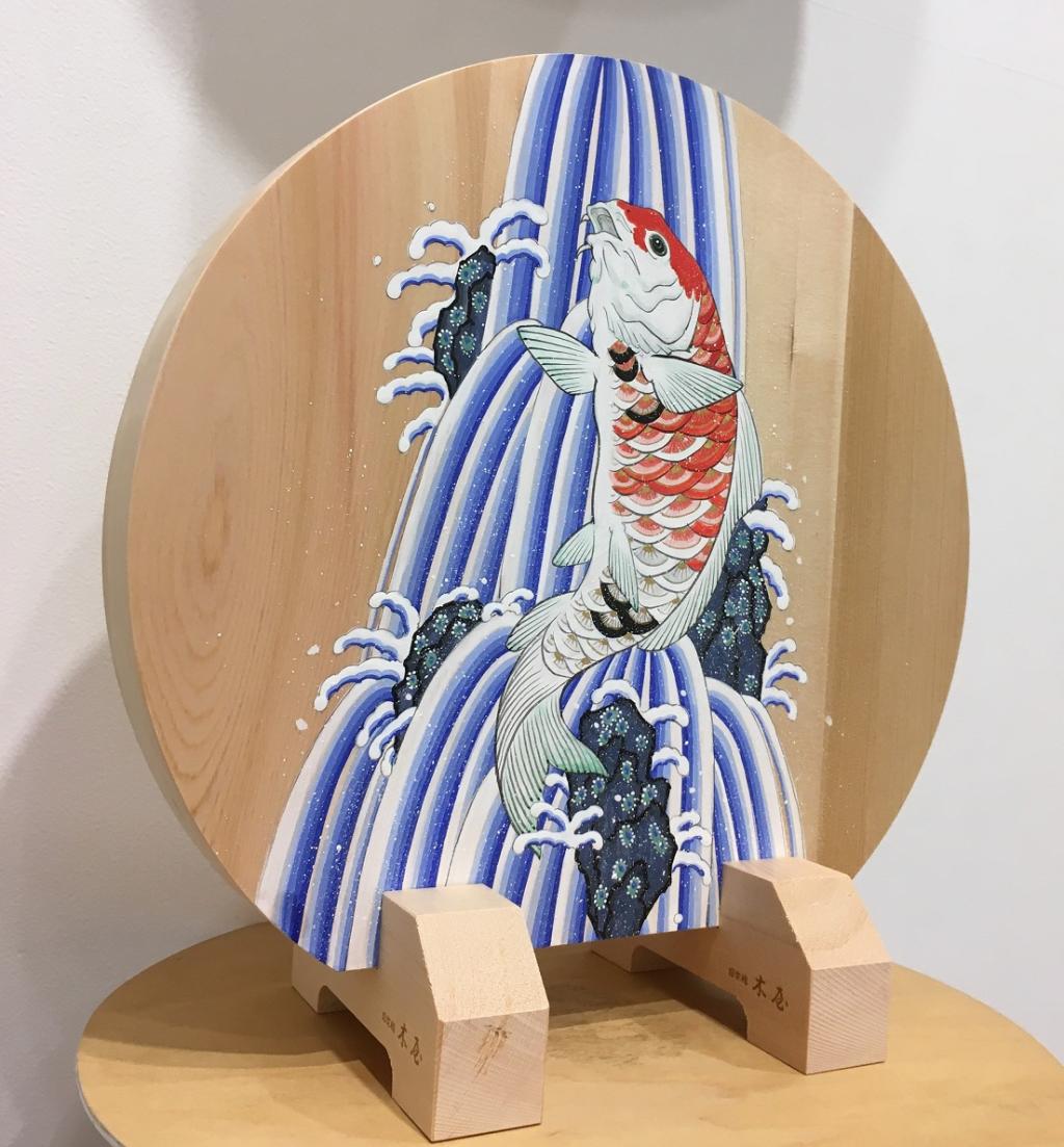 祈具砧板上的鯉魚瀑布登錦鯉132000日圓人形節中村弘峰個展
　　用於祈禱的道具們
　　～日本橋木屋總店izutuki～