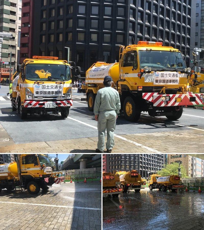 出動灑水車
 名橋“日本橋”洗滌會