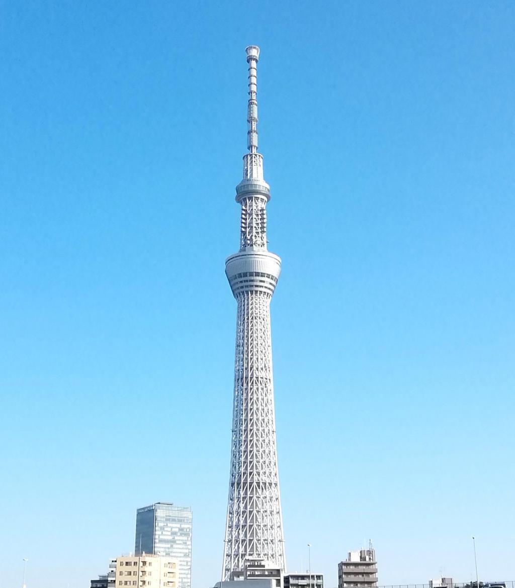 天空樹(下船時攝影)沃特滋竹芝　→　淺草二天門幾乎都是在中央區遊船
　以隅田川9橋為中心進行介紹(4-4)
　　～東京水邊線淺草・台場遊輪～