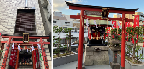 作為聖地的“朝日稻荷神社”銀座的天空中的稻荷大人的神社