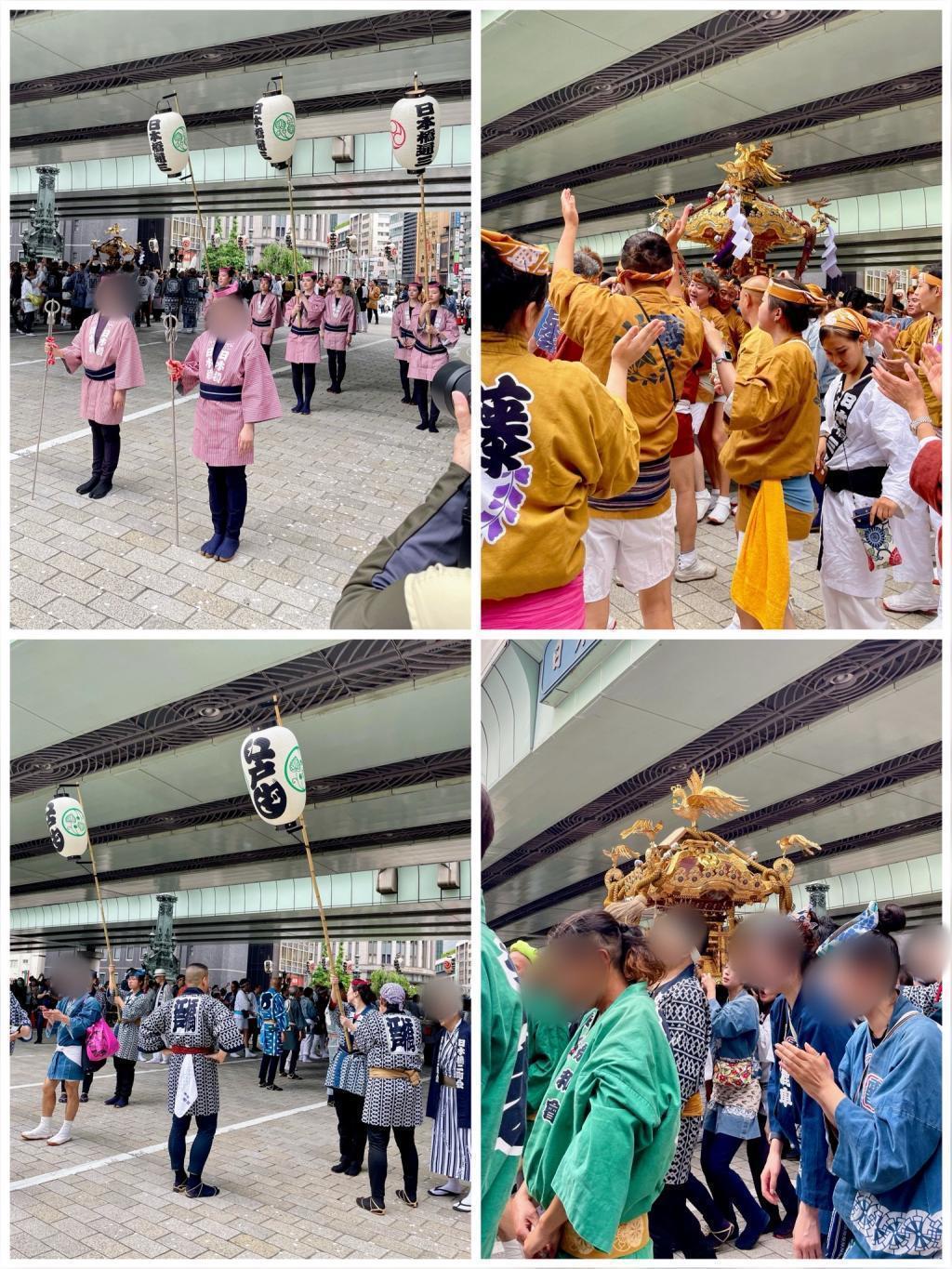 神轎在日本橋三丁目西、江戶橋中央路遊行(山王祭)下町聯合渡御