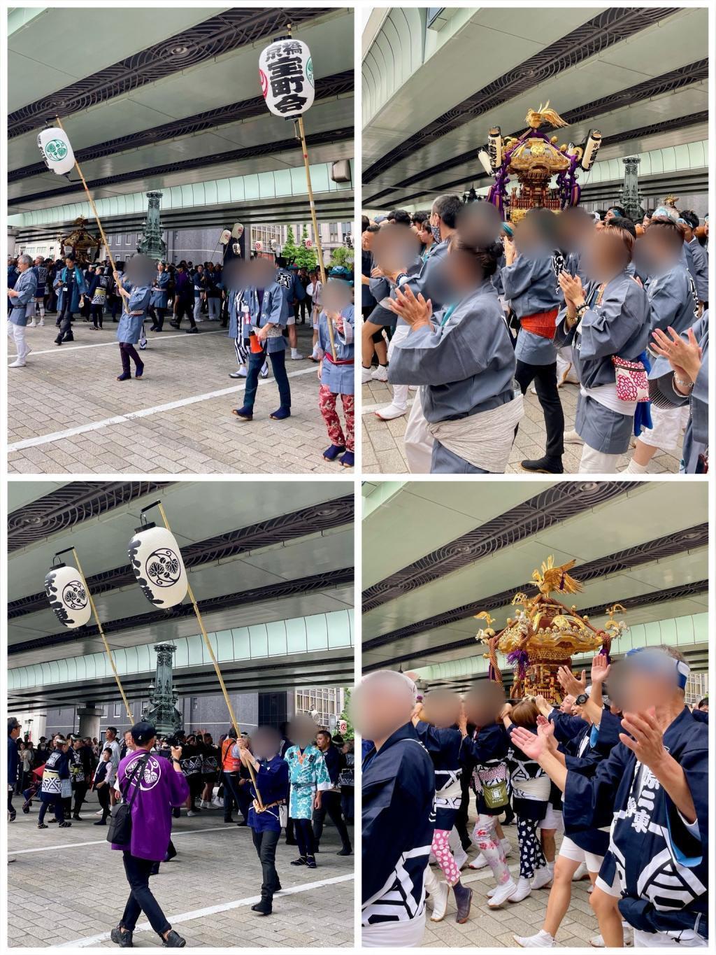 神轎在寶町、京橋二丁目東中央大道遊行(山王祭)下町聯合渡御